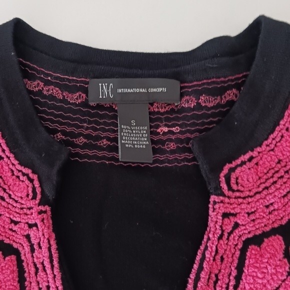 INC International Concepts Women's Black/Pink  Botanica Cardigan Size Small - Picture 3 of 12